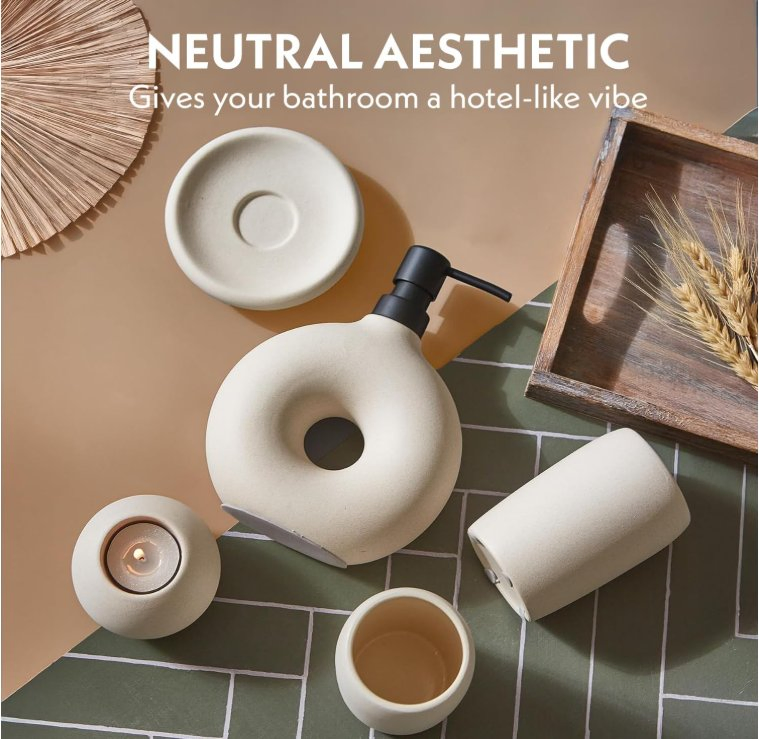 Tidy Look Single Ceramic Dispenser Neutral Shade Vanity Bathroom Accessories