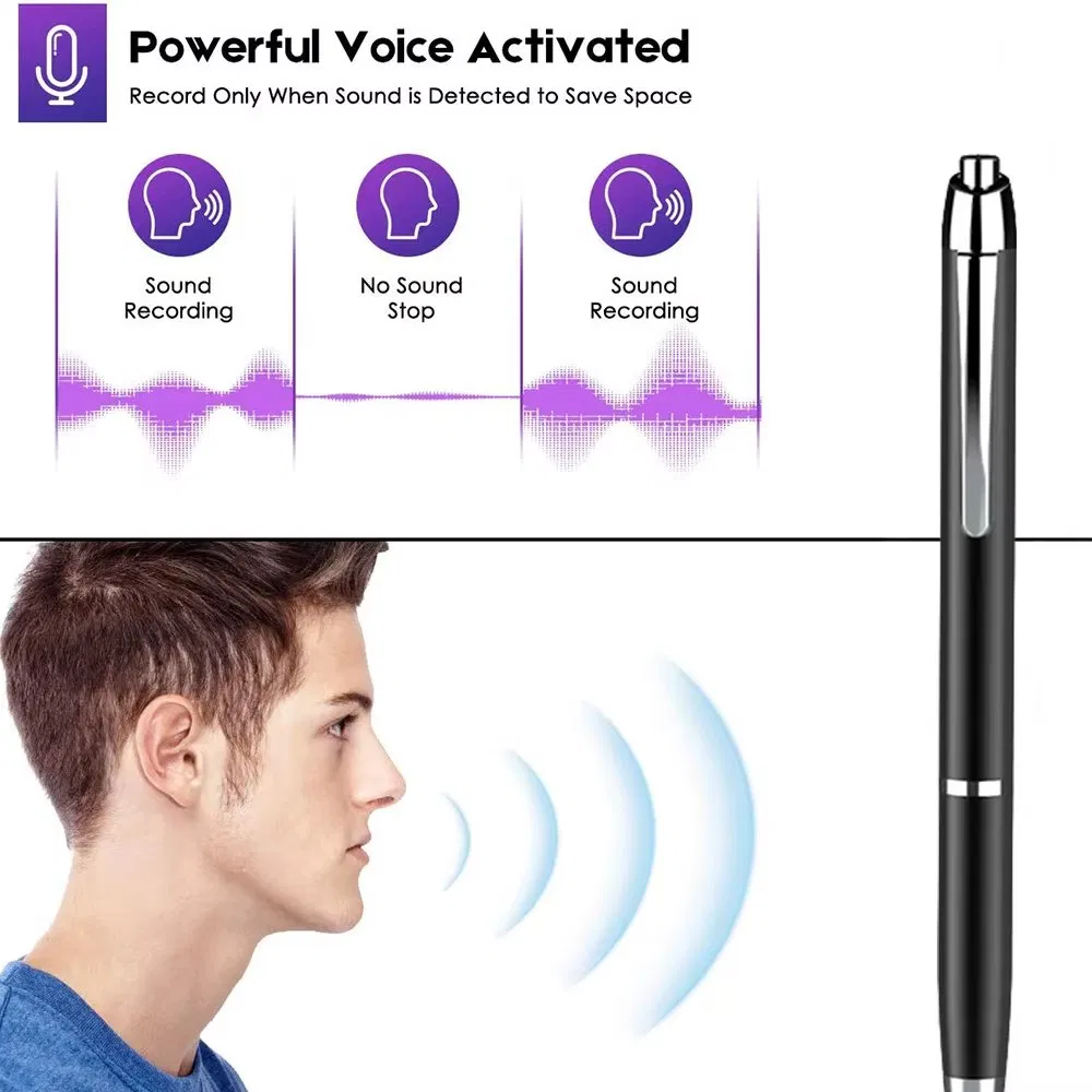 Mini Audio Voice Recorder Pen Dictaphone USB Flash Drive TF Card for Interview Meeting in USA 25h Recording Time Rechargeable