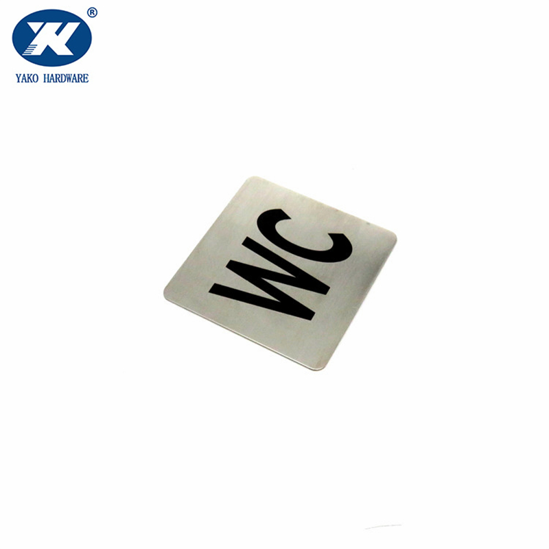 Modern Style Stainless Steel Wc Sign Plate with Adhersive Sticker for Home