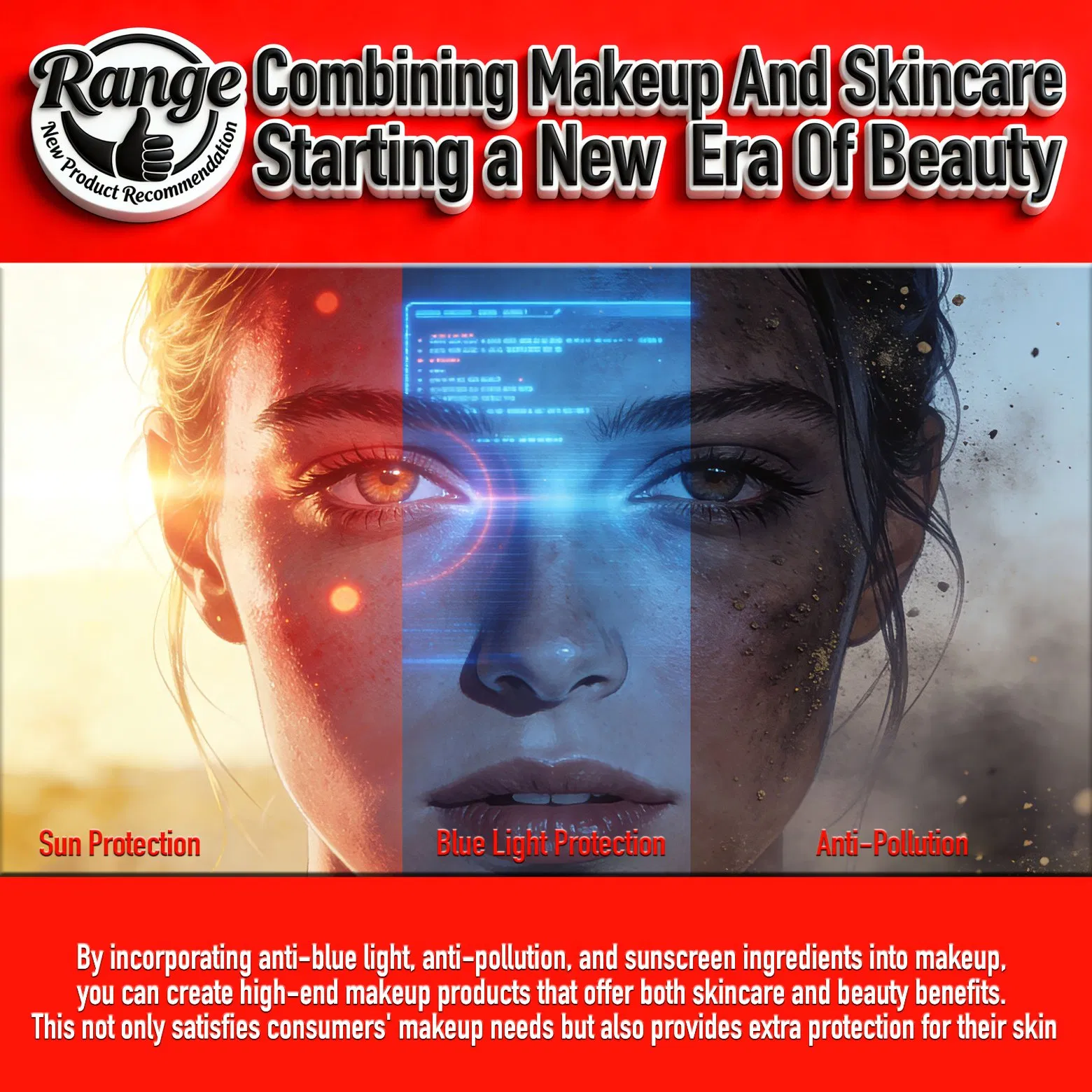 3in1 Makeup Base / Primer Long-Lasting Oil-Control Setting, Sun Protection, Blue Light Shield, Anti-Pollution, Isolation, Repair, Brightening, Antioxidant,