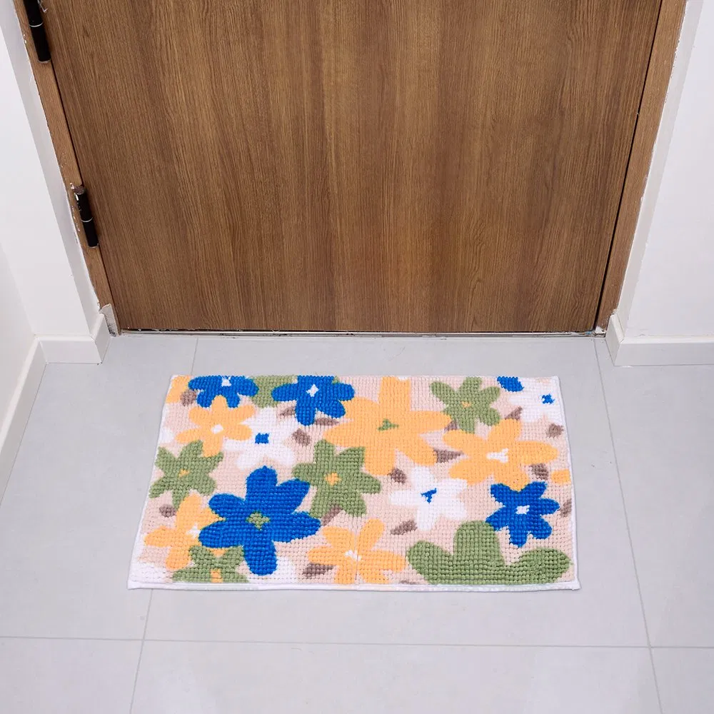Soft Flower Chenille Polyester Floor Mat for Cozy Interiors