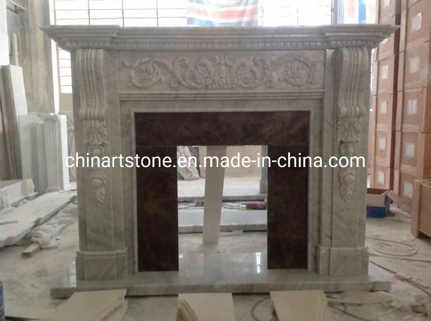 White Nature Marble Fireplace for Guestroom Decoration