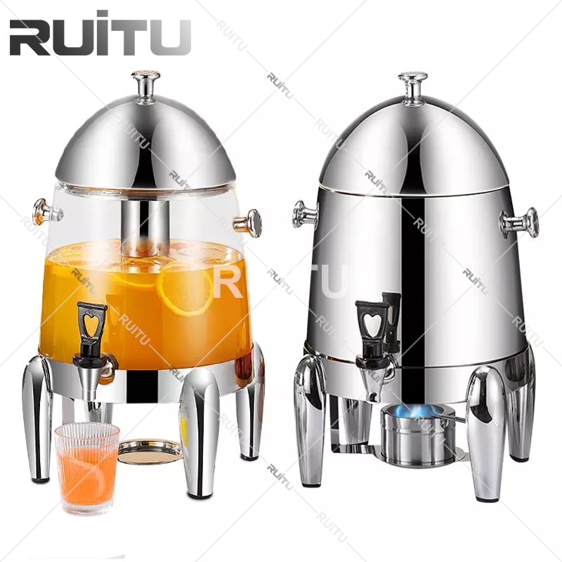 Hotel Restaurant Supplies Stainless Steel Cheap Plastic Drink Dispenser with Tap 2 Double Tank Portable Cold Party Drink Juice Beverage Dispenser