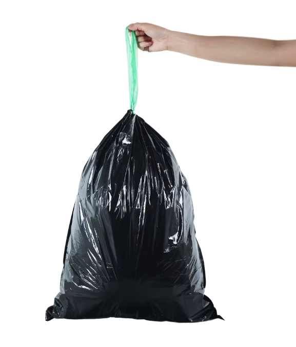 Manufacturer Wholesale Kitchen Drawstring Trash Bag Disposable Garbage Black Plastic Rubbish Bag