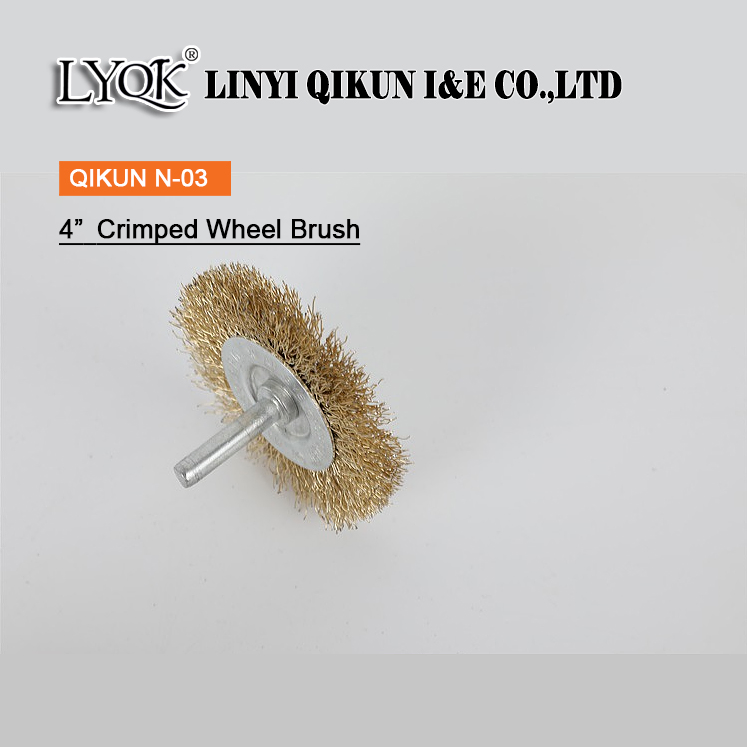 N-03 Brass Coated Crimped Wheel Brush with Handle