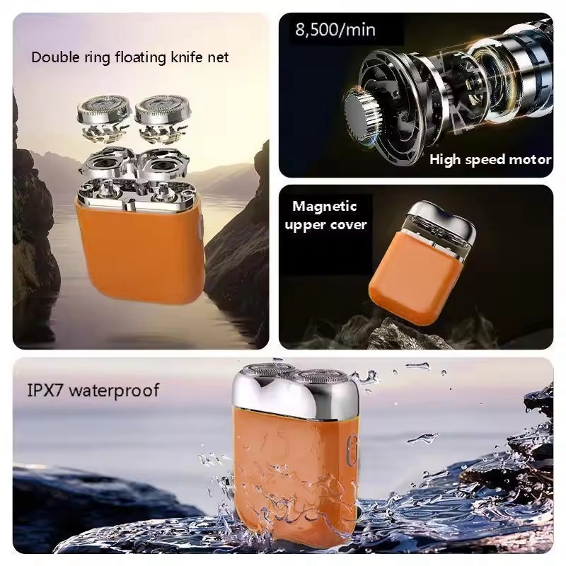Two Floating Heads Portable Waterproof Razor Rechargeable Shaver