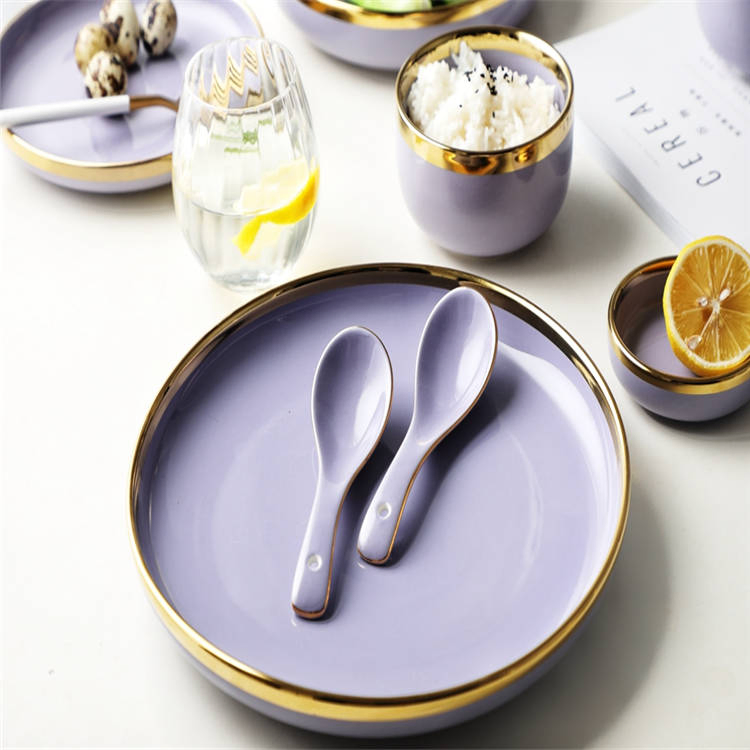 European Purple Color Custom Porcelain Dinner Tableware