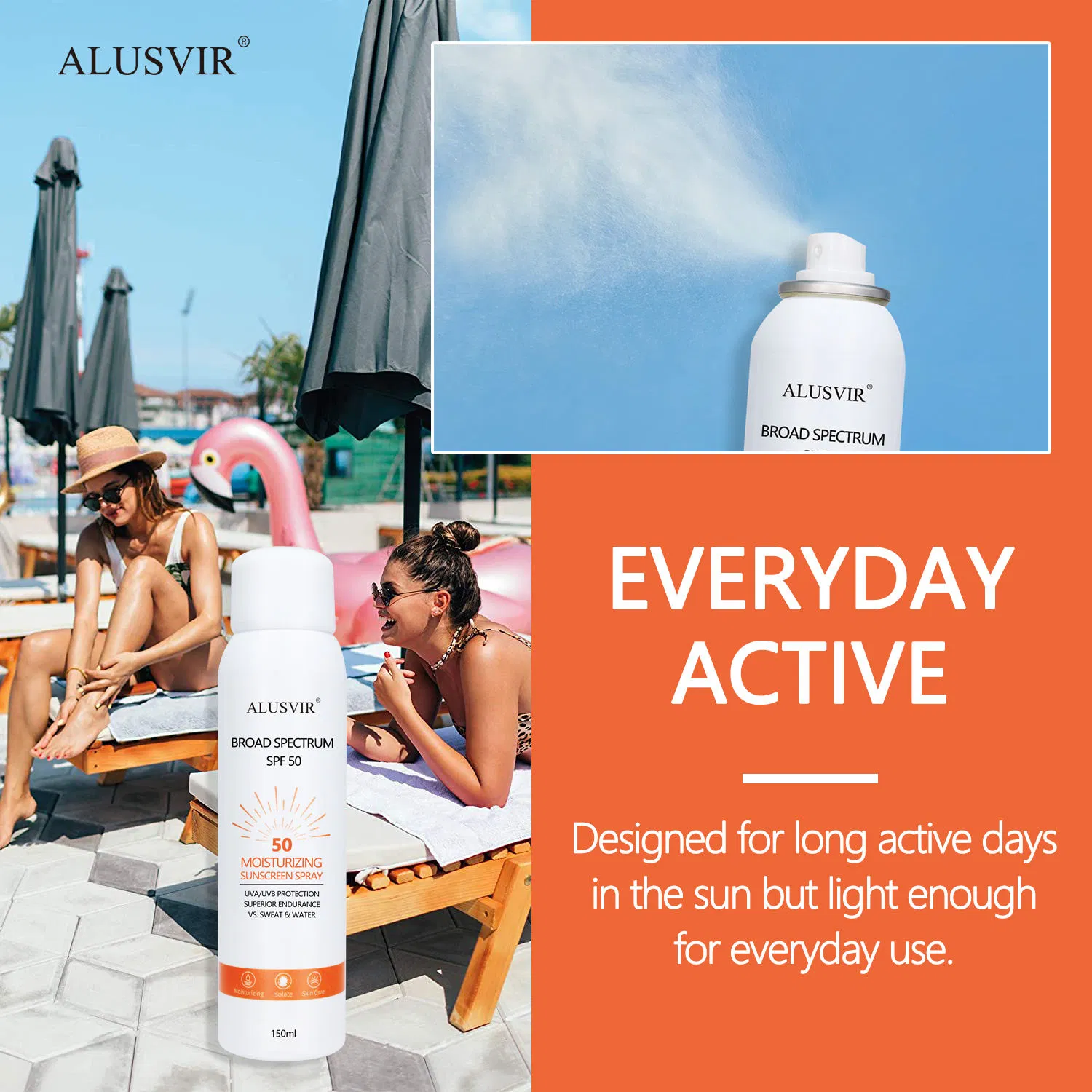 Organic Sunblock Waterproof Moisturizing Whitening SPF 50 Sunscreen Mist Spray