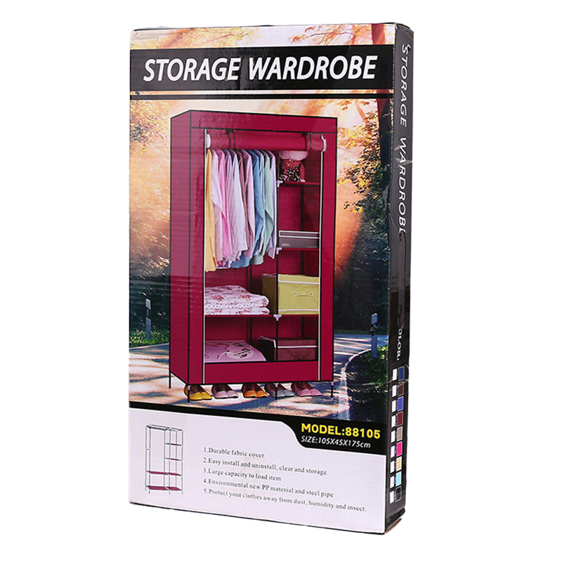 Costomized Fabric Folding Cloth Steel Pipe Rental Room Simple Cloth Wardrobe