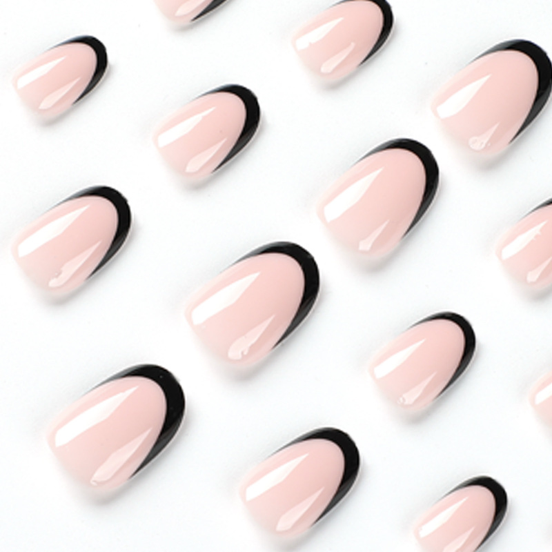 24 PCS French Press on Nails Almond Short Natural Reusable Stick on Nails