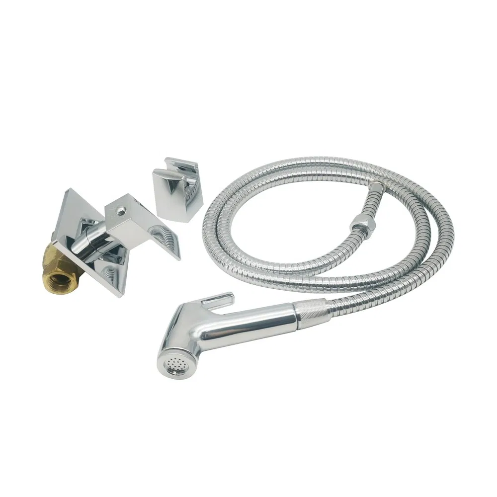 Hand Held Brass Chrome-Plated Bidet Shower Water Sprayer Toilet Angle Valve with Shower Sets