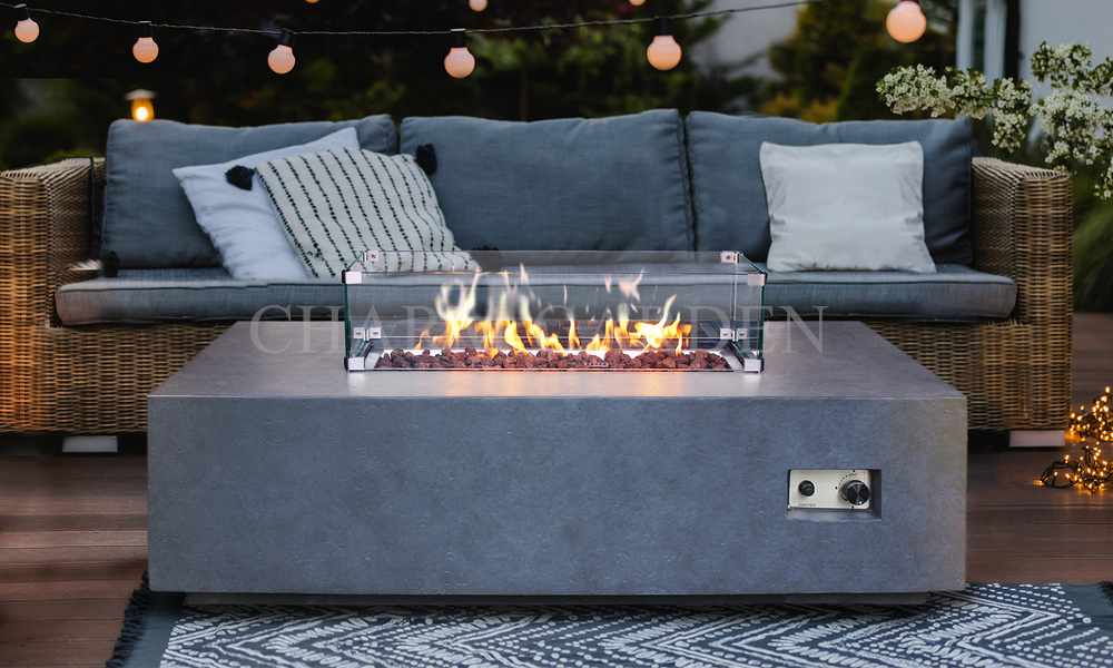 Outdoor Concrete Gfrc Gas Fire Pit Table Using Propane and Natural Gas