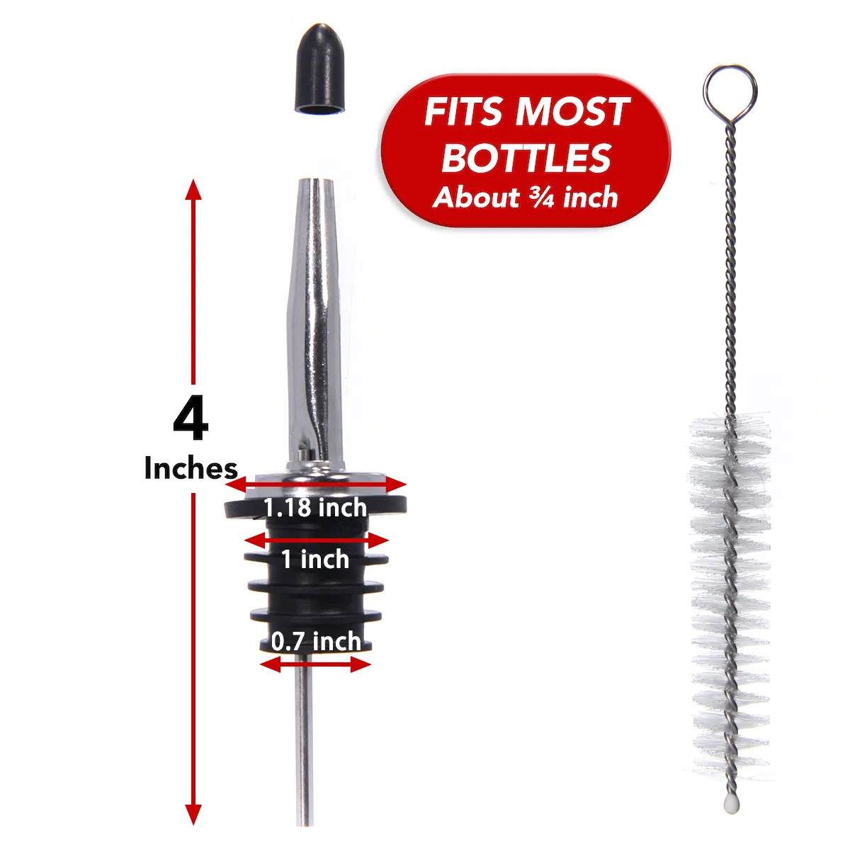 Top Grade Bottle Stopper Red Wine Pourer Metal Stainless Steel Pour Spout for Bar