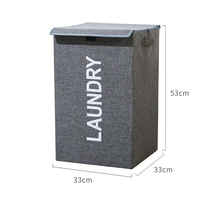 Foldable Floor-Standing Laundry Basket with Lid for Bathroom Bedroom