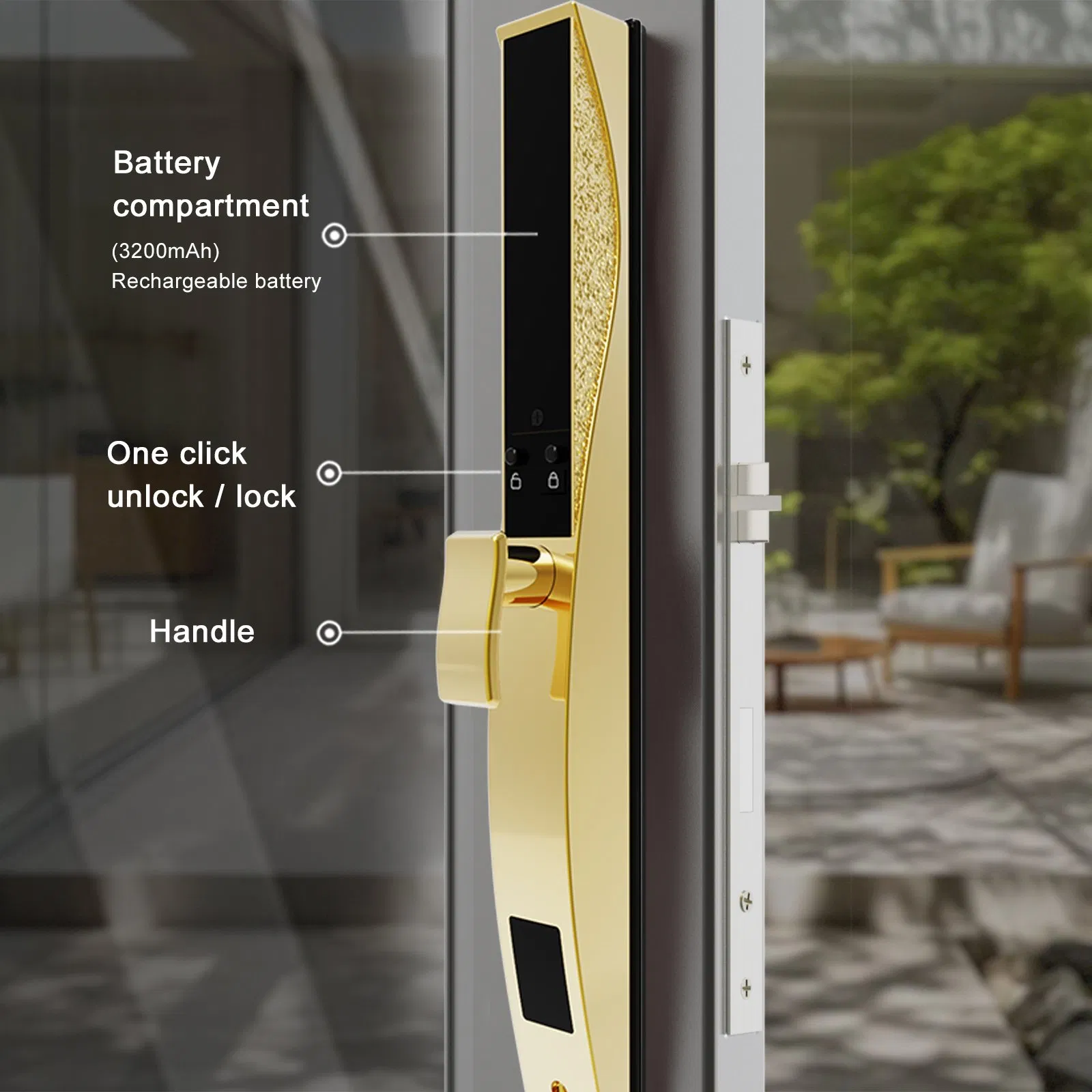 CE Slim Smart Lock 3D Face Unlocking Electronic Lock Waterproof IP65