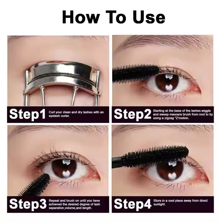 Create Your Own Brand Custom Logo Cruelty Free Makeup Wholesale Keratin Vegan Oil Free 4D Long Lash Fiber Mascara Private Label