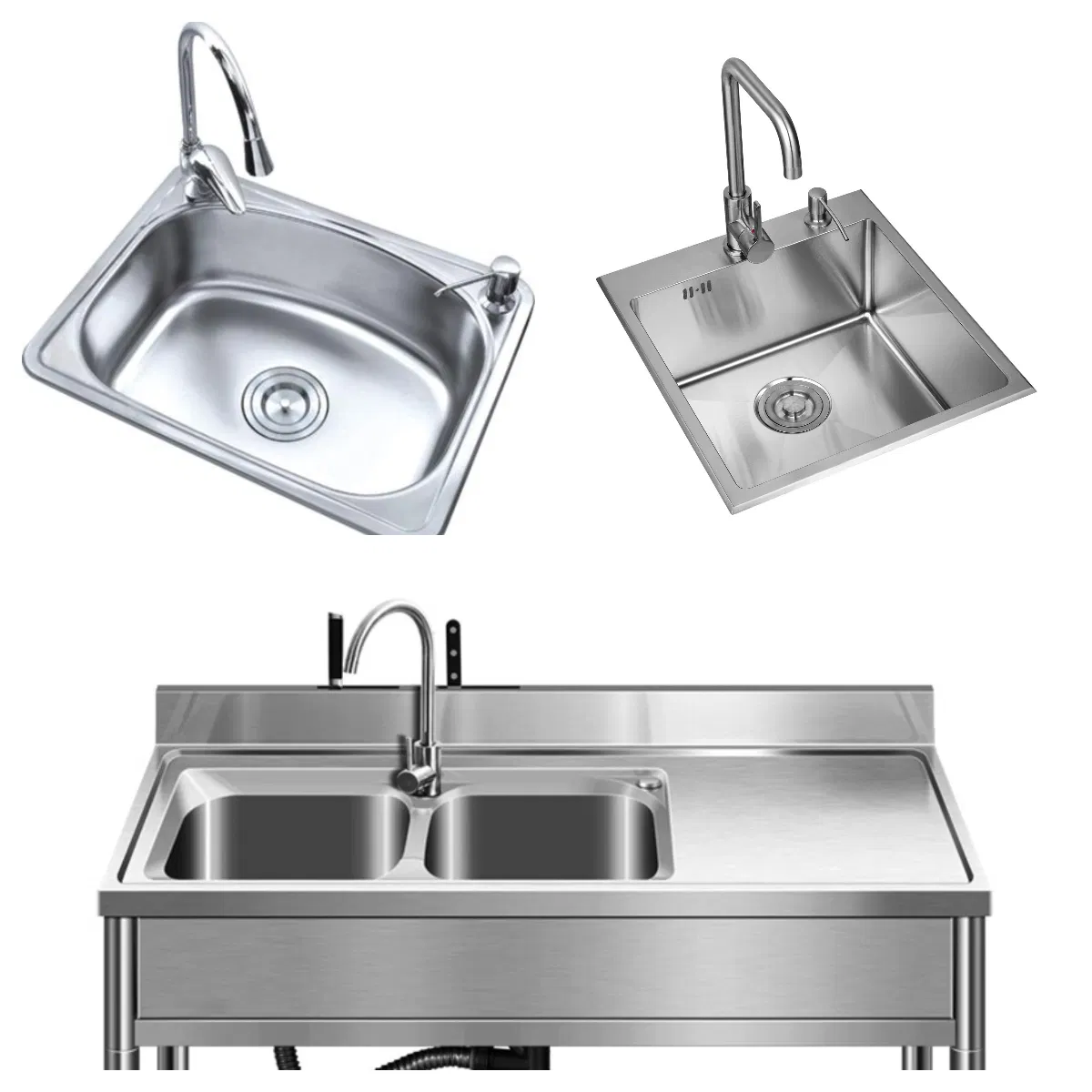 Single Bowl Kitchen Sanitary Wall-Mounted Ware Basin Stainless Steel Sink