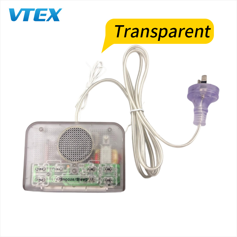 Transparent Jail Approved Durable Clear Case Plastic Alarm Clock Radio for Prison