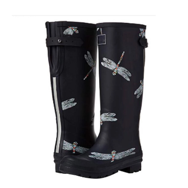 Waterproof Short Heels with Custom Printing Women Rubber Rain Boots Footwear