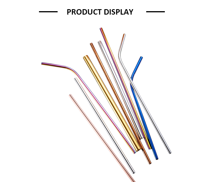 Straight 304 Stainless Steel Straw 6mm Wide with Cleaning Brushes