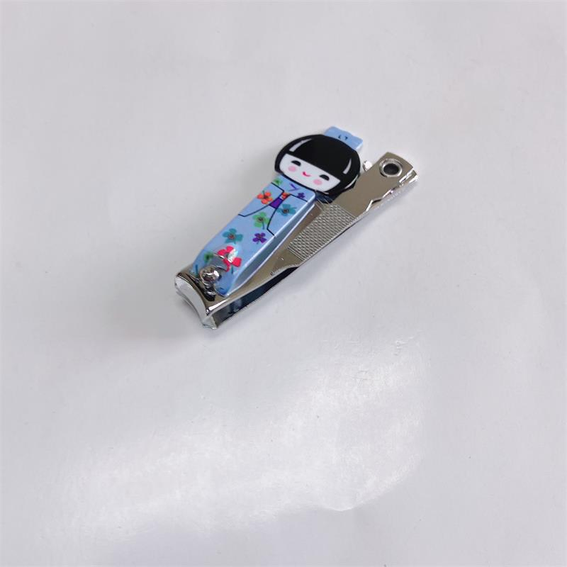 Japanese Doll Nail Clipper Cutters with Girl Pattern Coating, File and Keychain