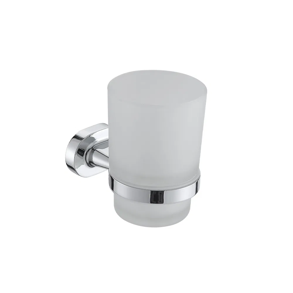 Wall-Mounted SS304 Stainless Steel Bathroom Accessories Toothbrush Holder with Clear Glass Cup