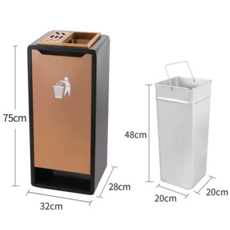 Металлическая урна для отеля с пепельницей