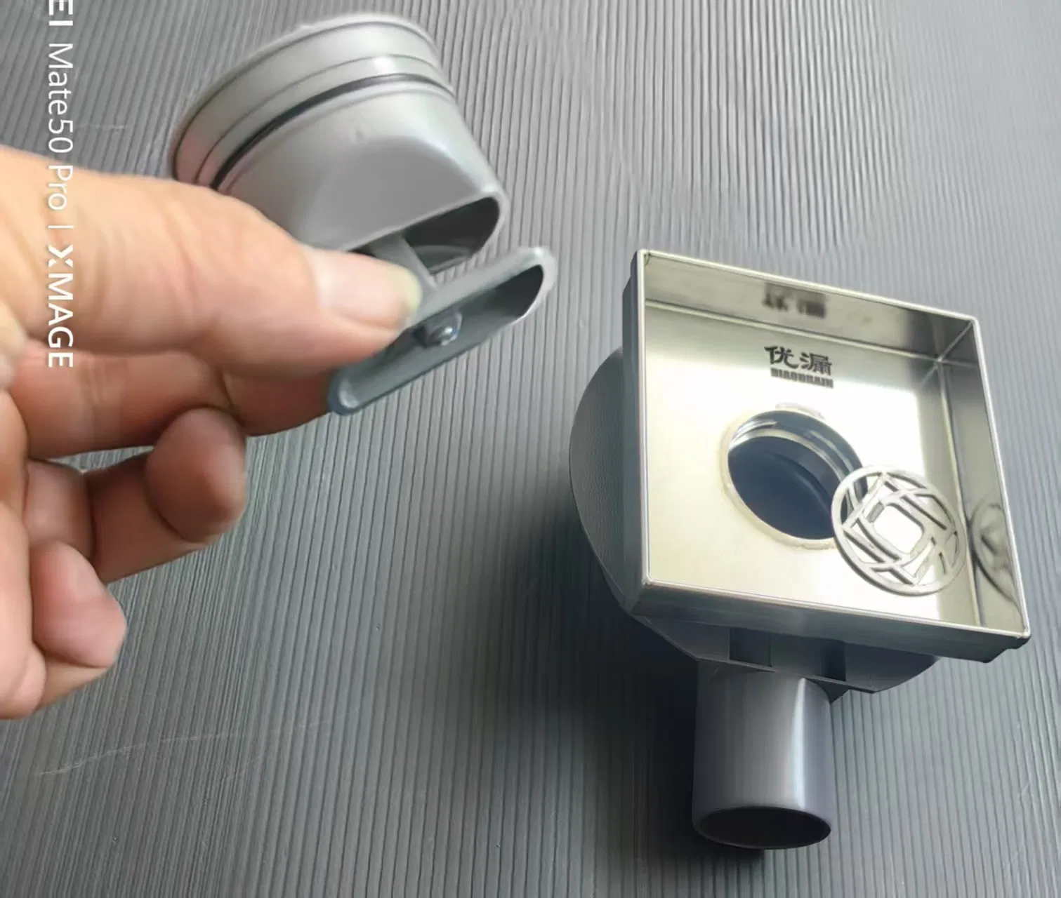 Dwarf Square Floor Drain with Universal Plastic Flange and Odor Stopper