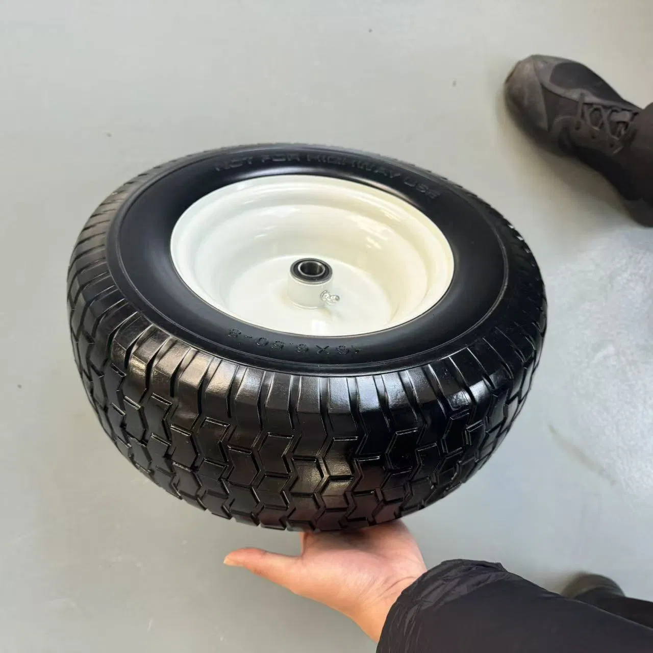 Flat Free 16X6.50-8 Lawn Mower Tire with 1 Inch Bearing, 3-6"Center Hub 16X6.50-8 Tire and Wheel Lawn Tractor Front Assembly Replacement Lawn