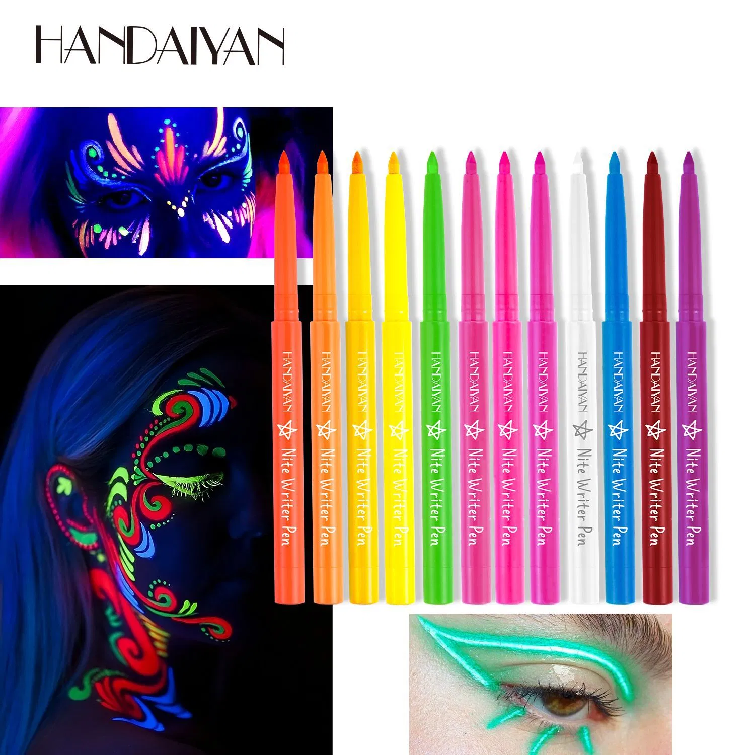 UV Fluorescent Glue Eyeliner Color Matte Eyeliner Pencil Type Hard Head Paint Pen