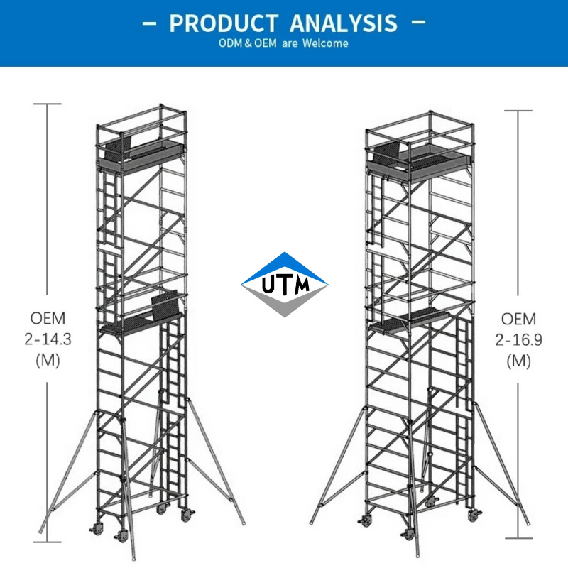 Aluminum Heavy-Duty Scaffolding Mobile Demountable Tower Professional Metal Scaffold for Construction