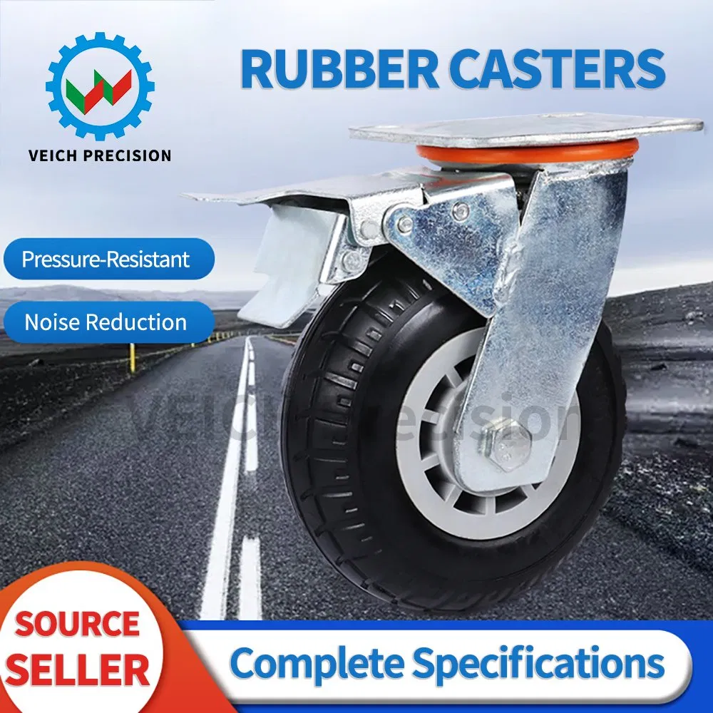4/5/6/8 Inches Universal Mute Wheel Soft Elastic Rubber Caster for Heavy Duty Carts Furniture Moving Assistant