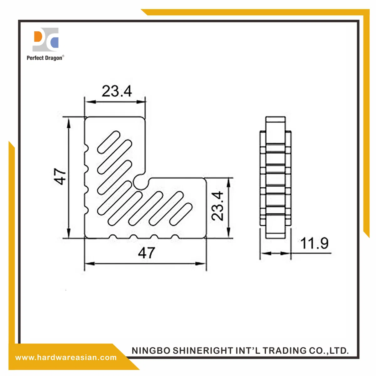 Senegal Type Joint Corner for Aluminum Profile