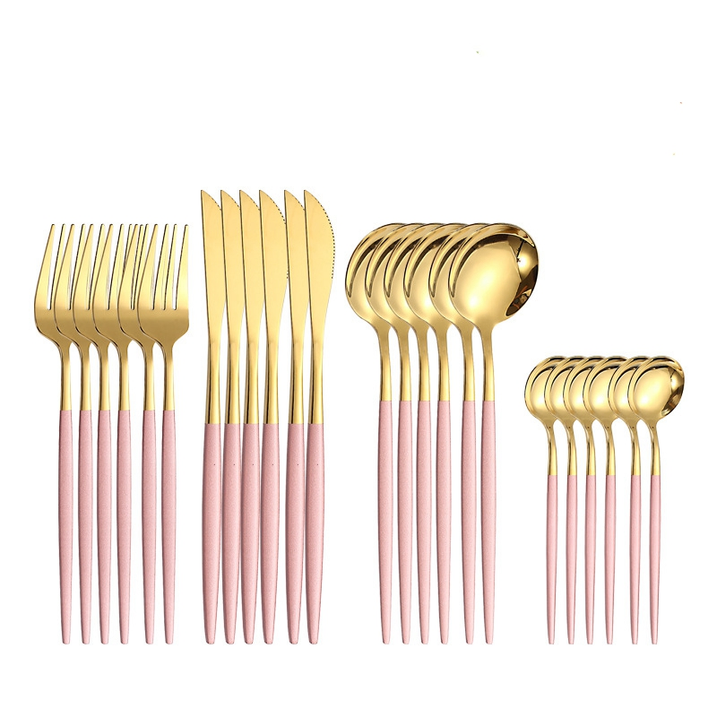 24pieces Stainless Steel Mirror Polished Tableware Cutlery, Kitchen Utensil Set,