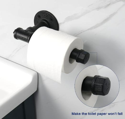 Country Style Tissue Holders Gi Malleable Iron Pipe Fittings of Wooden Paper Holder Used in Bathroom Kitchen Bedroom