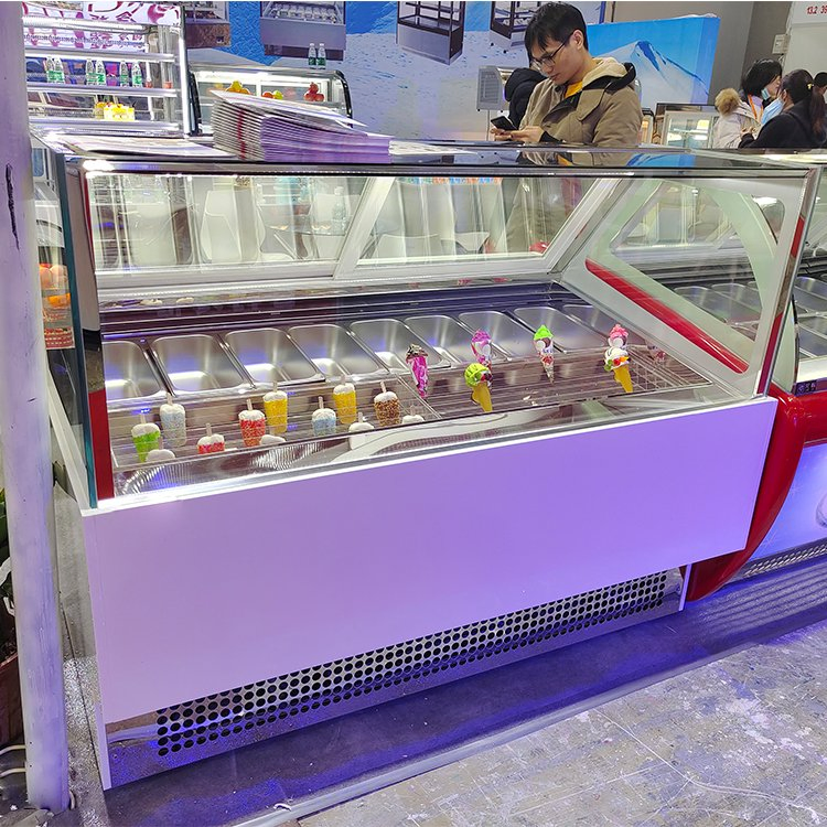 12 Pans Commercial Gelato Showcase Ice Cream Display Freezer