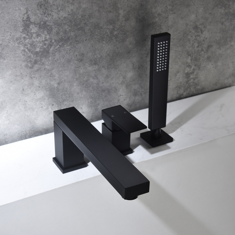 Split Bath Faucet Three Four Piece Set Simple Three Holes Four Holes Subblack Copper Basin Faucet