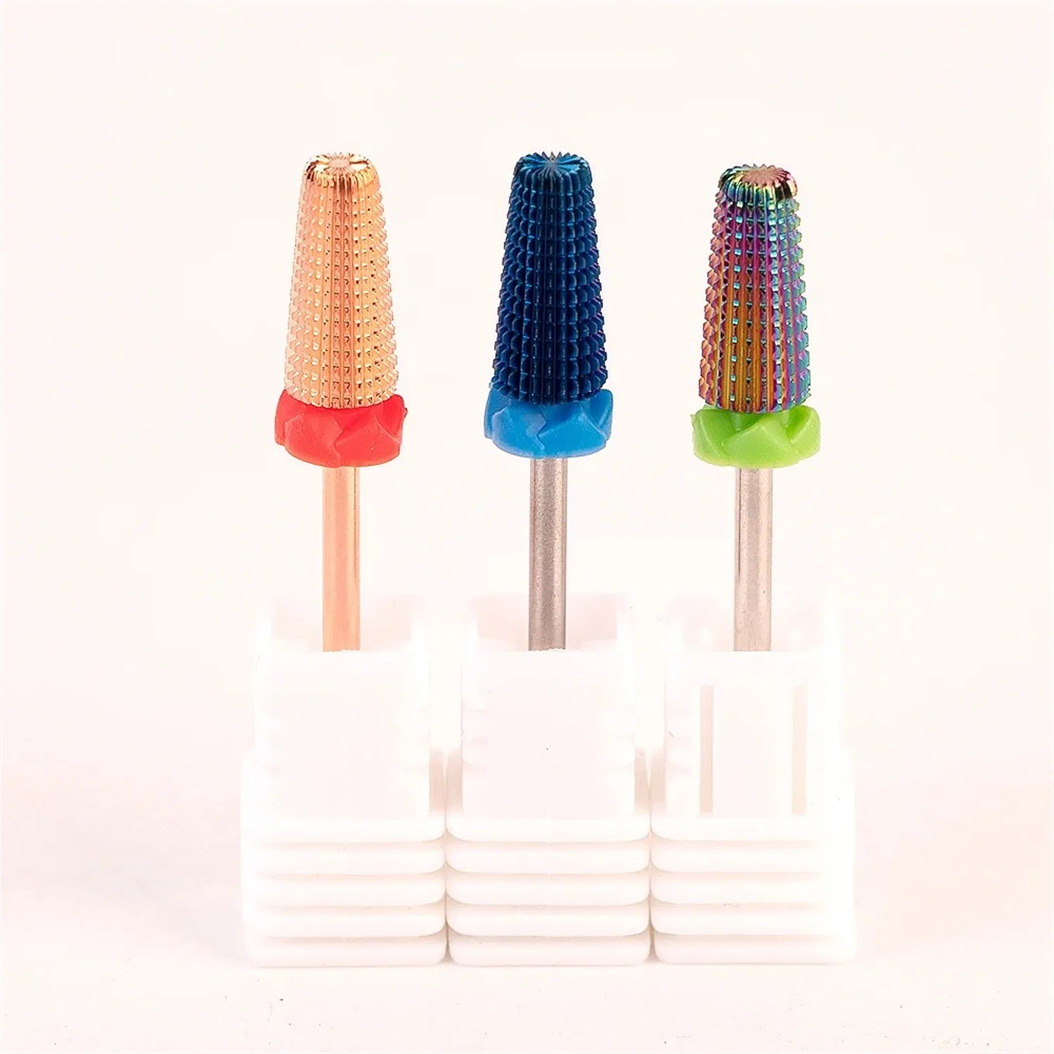 Professional Tungsten Carbide Gold 5 in 1 Large Barrel Safety Bit for Nail Art Drill Machine Manicure Nail Drill Bits