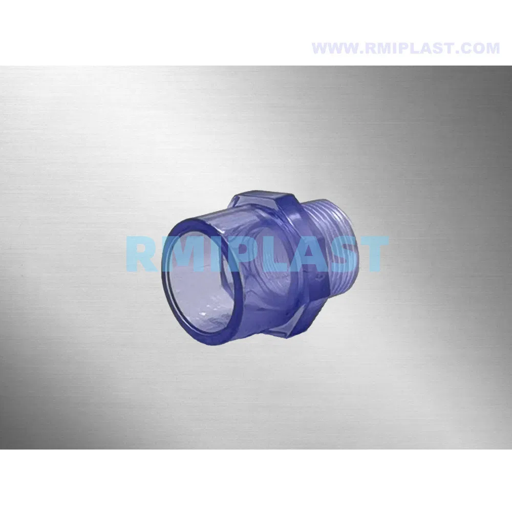 Clear UPVC Male Thread Coupler Clear PVC Male Coupling Plastic Male Threaded Adaptor by DIN Pn16 for Water Supply