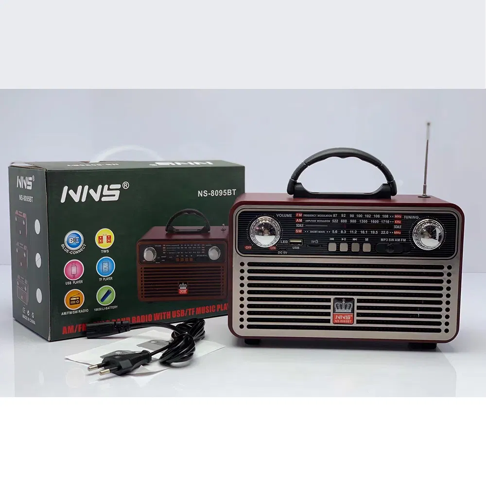 Ретро радио NS-8095BT с Bluetooth, деревянный корпус