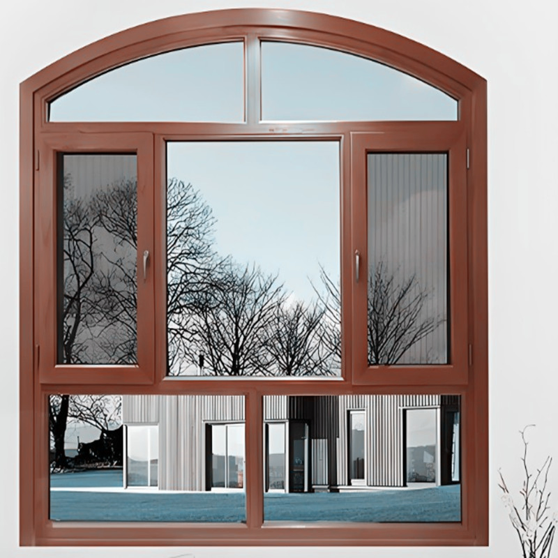 Top Arch Grill Design European Quality Aluminum Solid Wood Window and Door