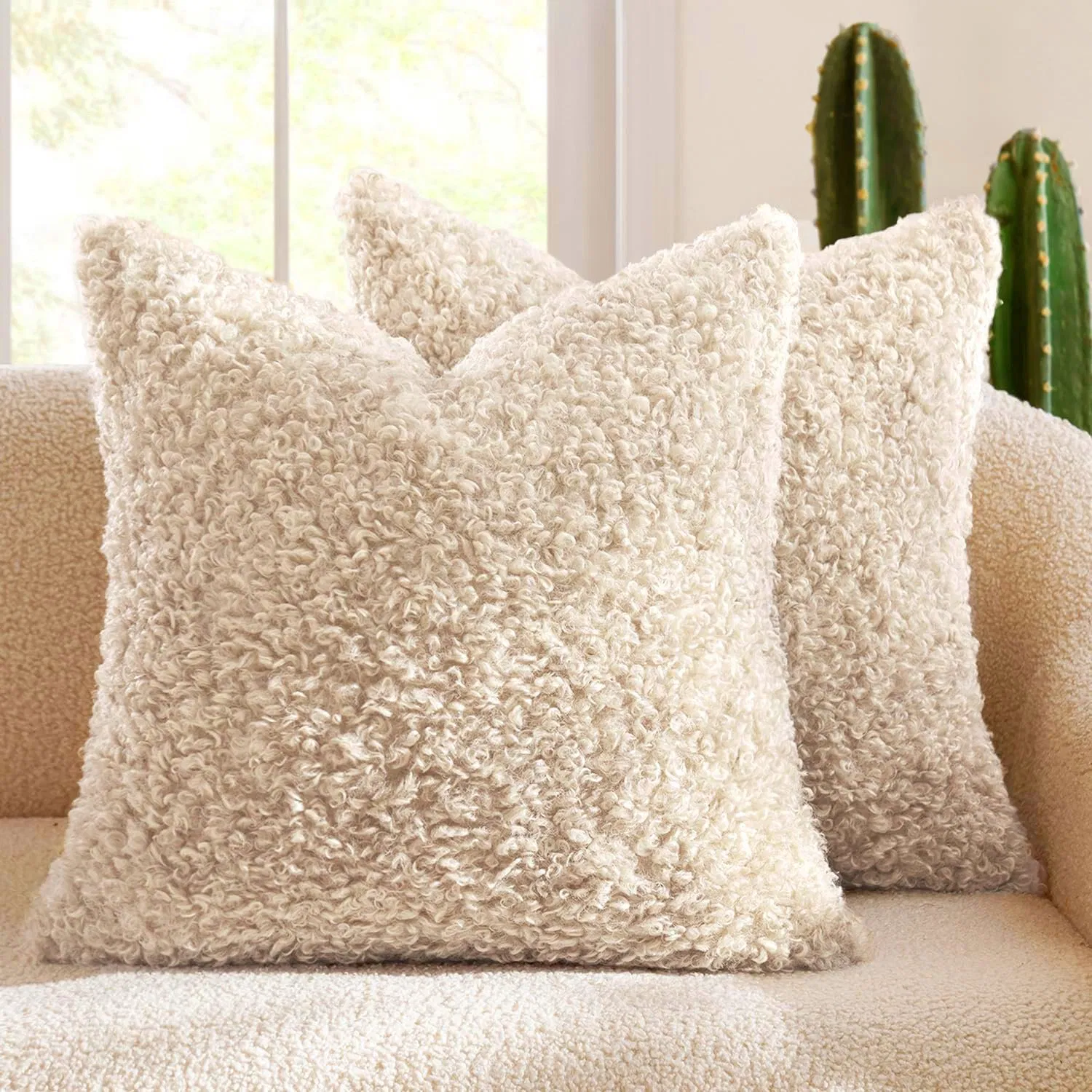 Cozy Thickened Teddy Bear Fur Pillow Cover - Soft Plush Solid Color Nordic Style Sofa Cushion - Modern Home Decor for Living Room and Bedroom