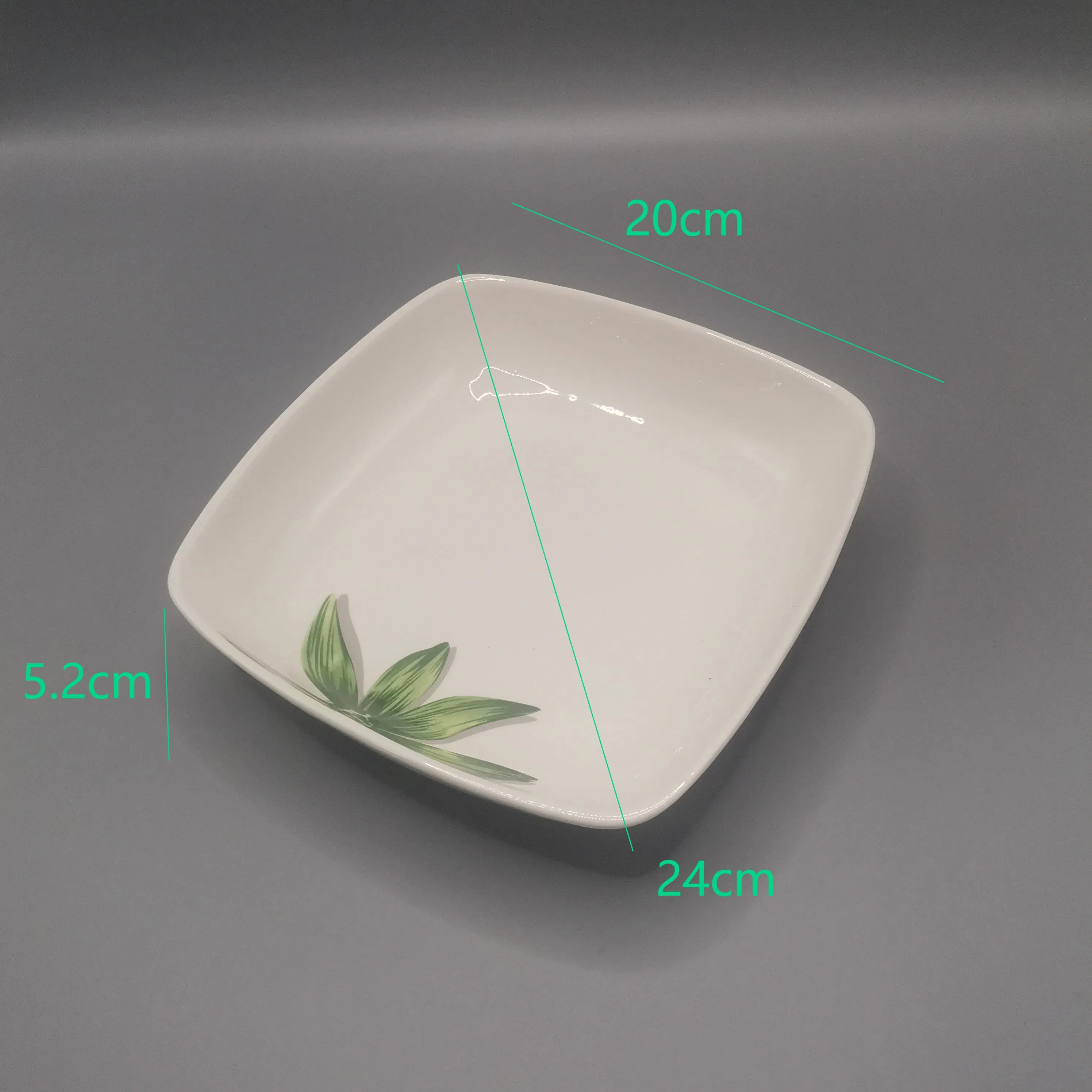 8"Square Soup Bowl Plate with Decal Porcelainware Ceramics Tableware