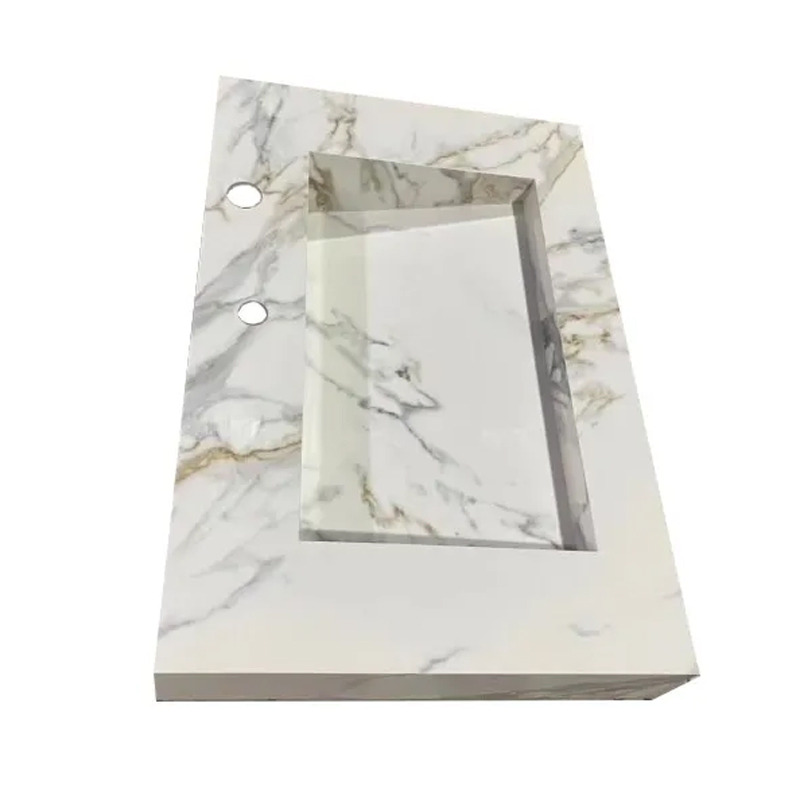 Single Sink Wall Hanging Sintered Stone Vanity Tops