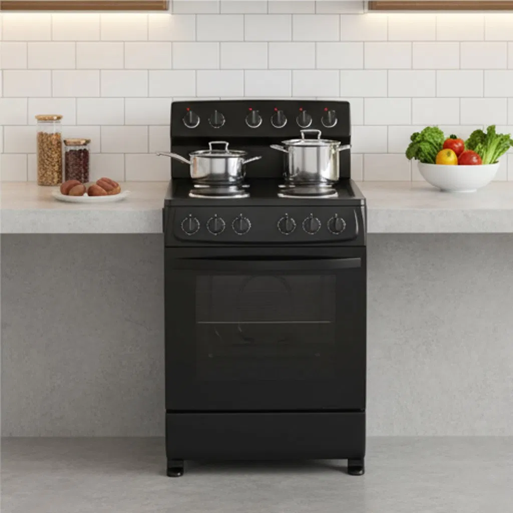 Versatile Black Electric Oven with Hotplate for Modern Kitchens