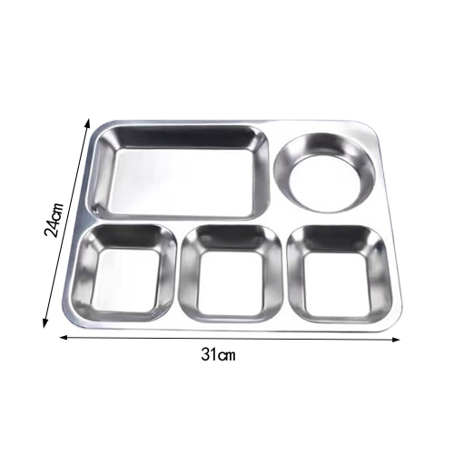 Elegant Stainless Steel Divided Serving Tray with Galvanized Surface Finish