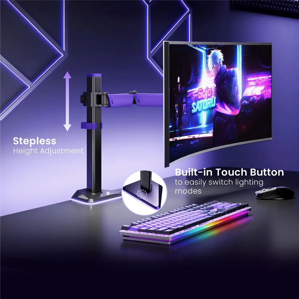 Кронштейн для монитора с RGB-подсветкой, однорычажный