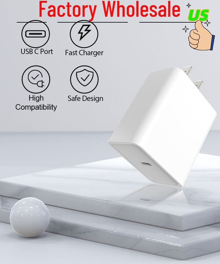 Cell Phone Accessories American Standard 20W Phone Charger USB-C Pd Charger Fast Charging Adapter for iPhone Type C Power Plug Factory Wholesale