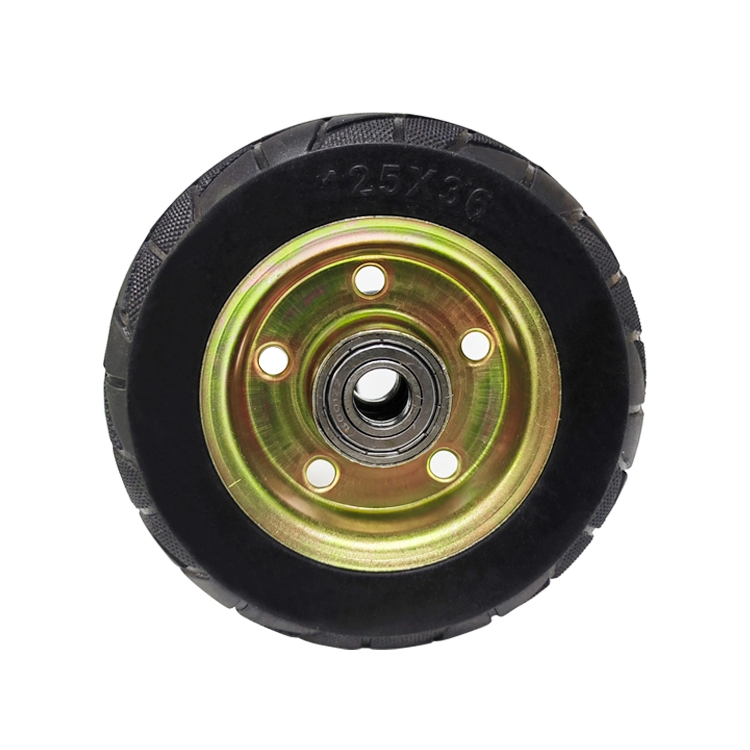 5-Inch Medium-Duty Rubber Wheels with a Non-Slip Textured Surface, Suitable for Tool Carts and Handcarts.