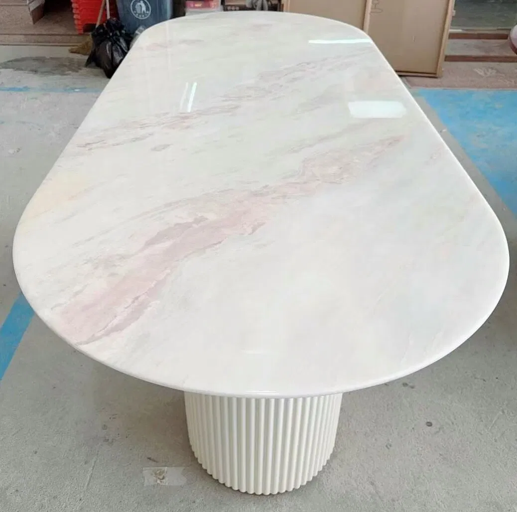 Natural Stone polished Pink Marble dining Table Top for interiors/indoor furniture decoration